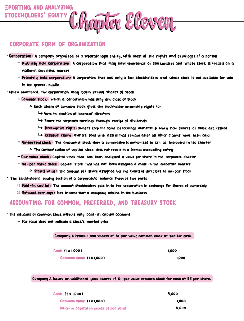 Chapter Reporting And Analyzing Stockholders Equity Notability