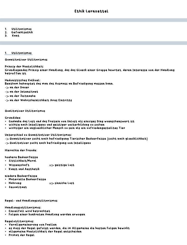 Ethik Lernzettel Utilitarismus Kant Notability Gallery