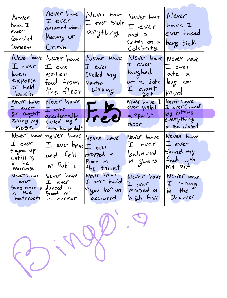 Never Have I Ever Bingo Notability Gallery