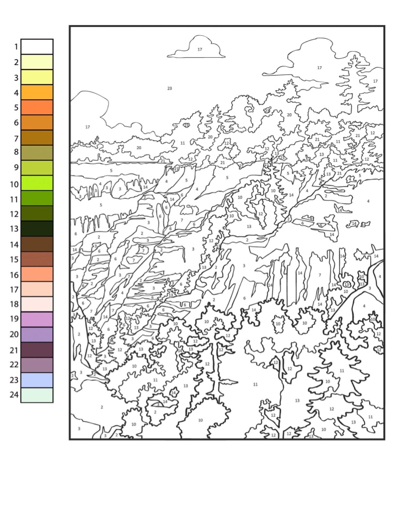 Color By Number Landscape Coloring Pages