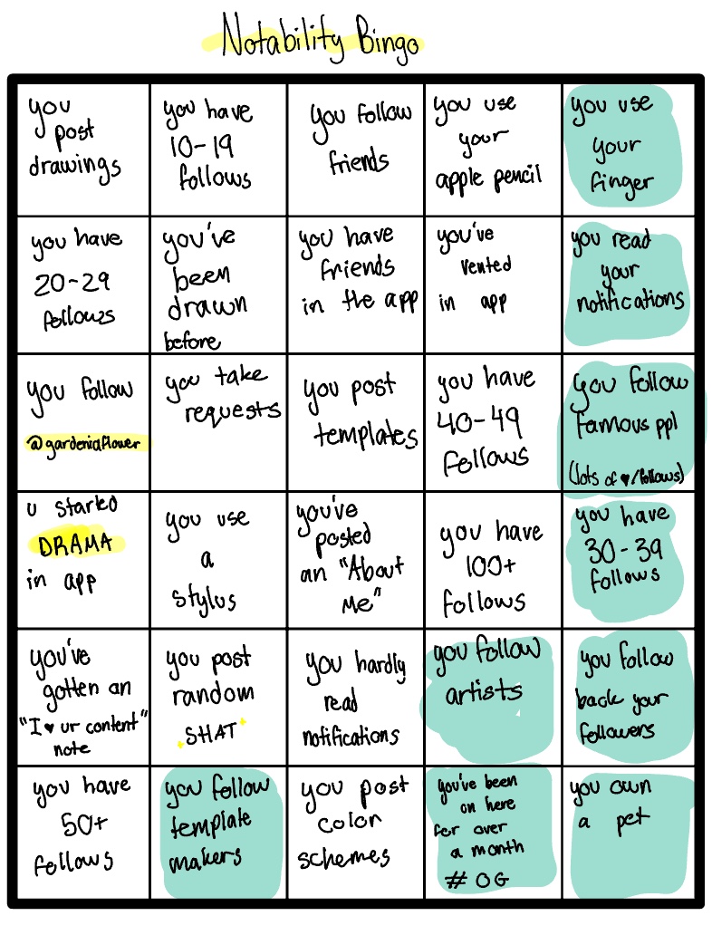 Notability Bingo - Notability Gallery