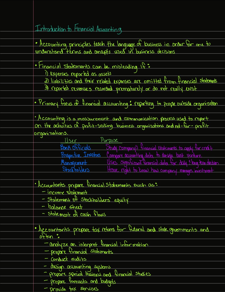 Principles Of Accounting Study Notes - Notability Gallery