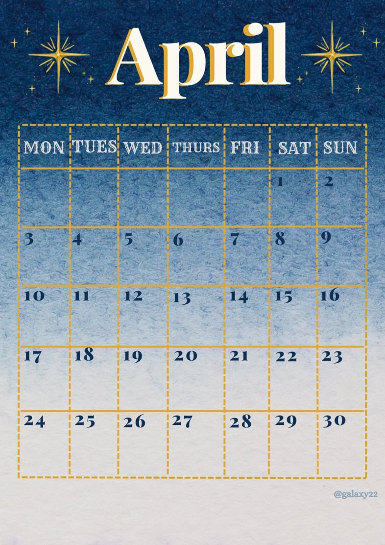 April Monthly Calendar Notability Gallery