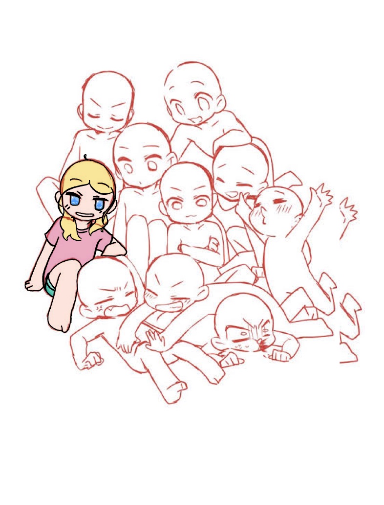 chibi group pose