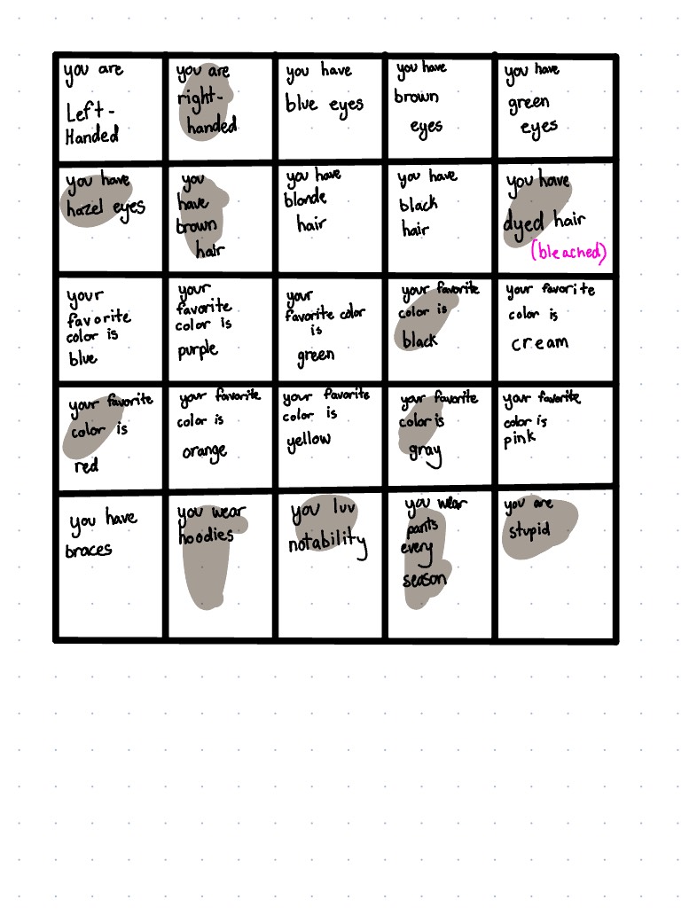 ️ Uniqueness Bingo ️ - Notability Gallery