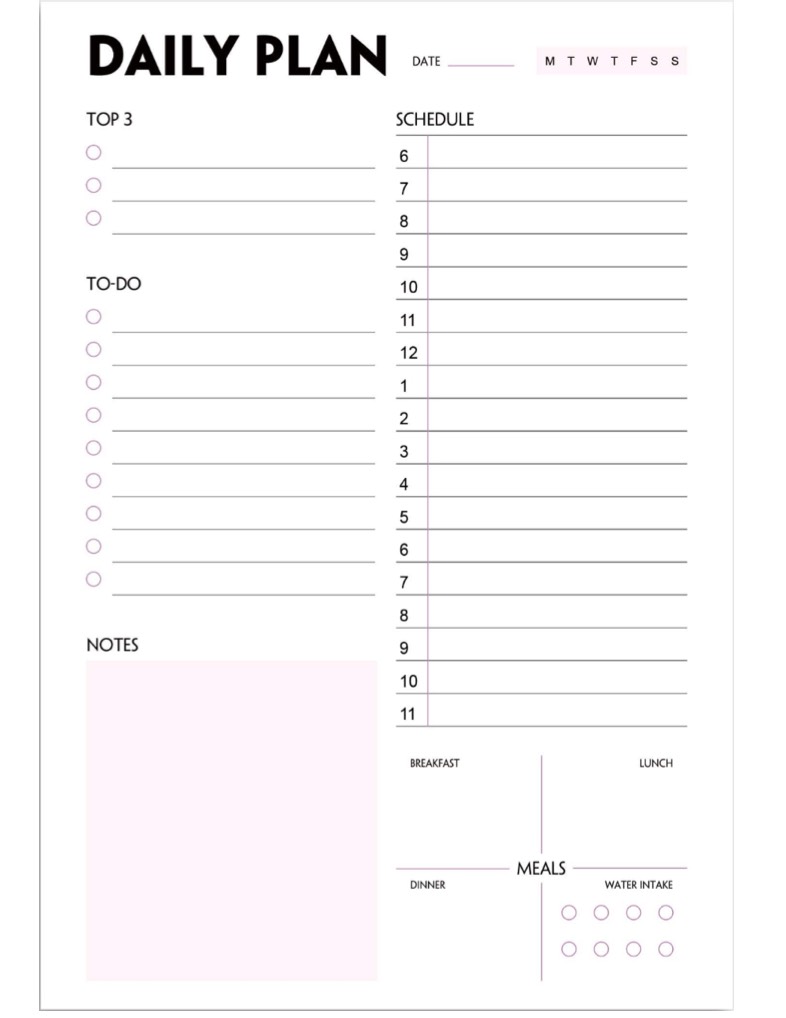 Daily Plan Template - Notability Gallery