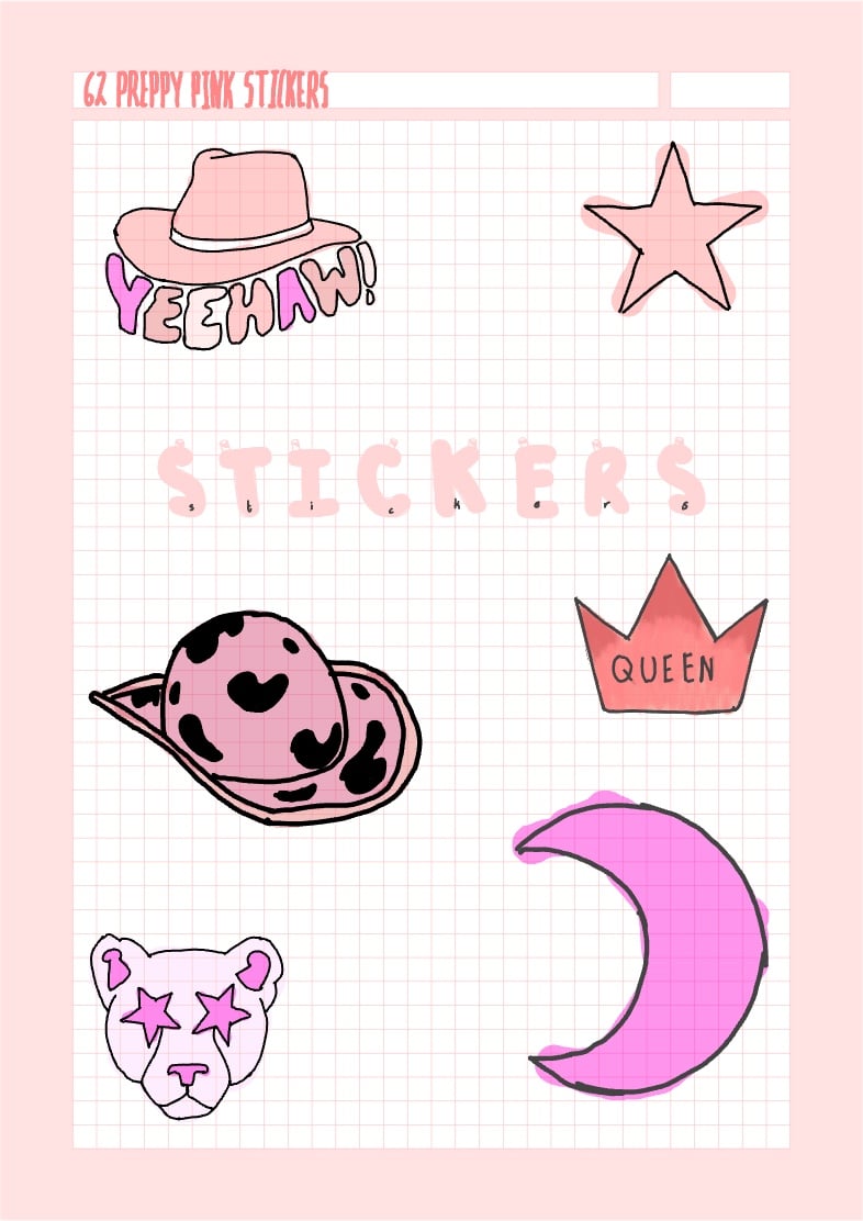 Preppy Pink Stickers 