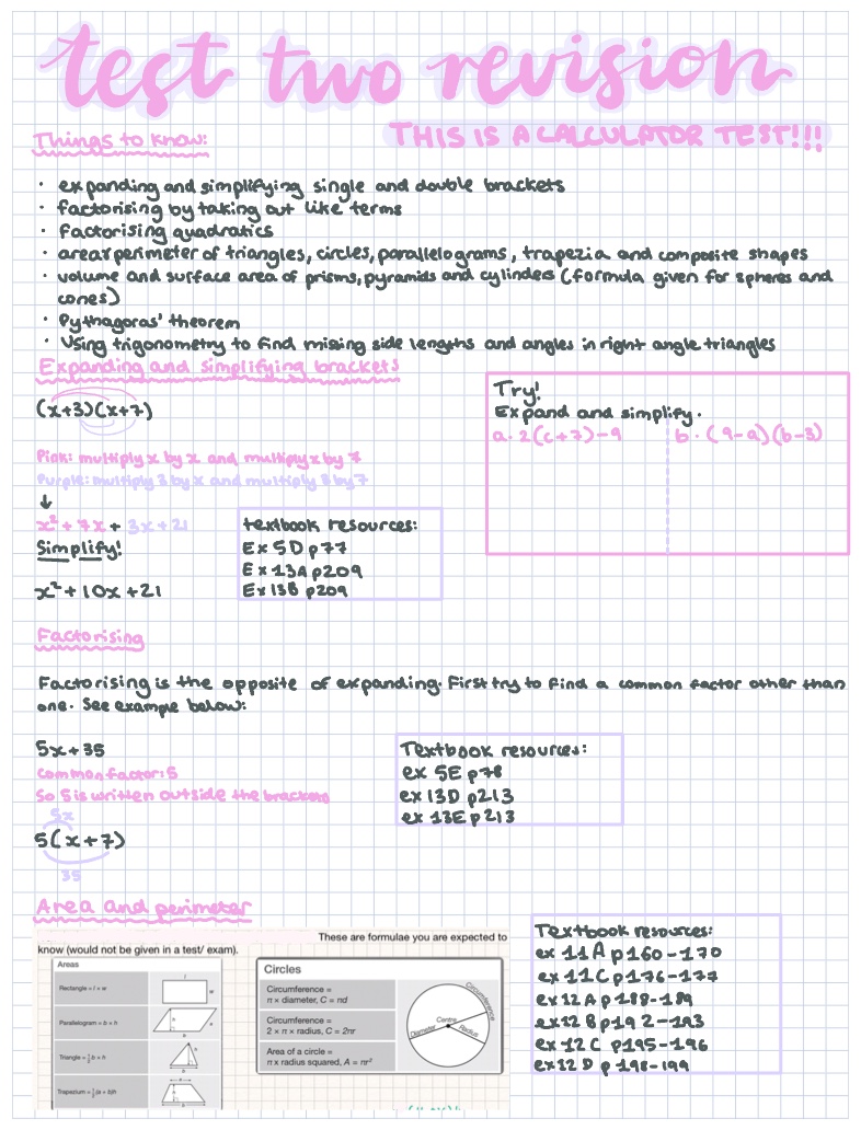 Test 2 Maths Revision - Notability Gallery