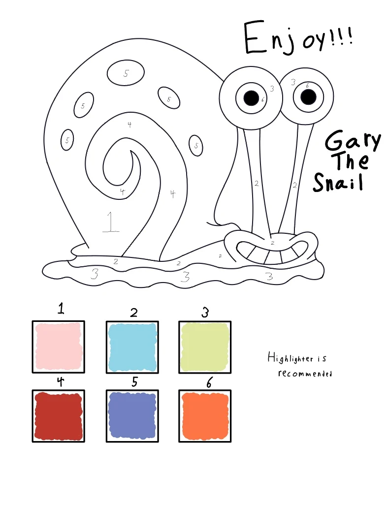 gary spongebob coloring pages