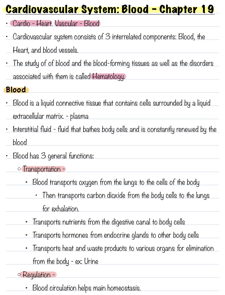 Chapter 19: Cardiovascular System-Blood - Notability Gallery