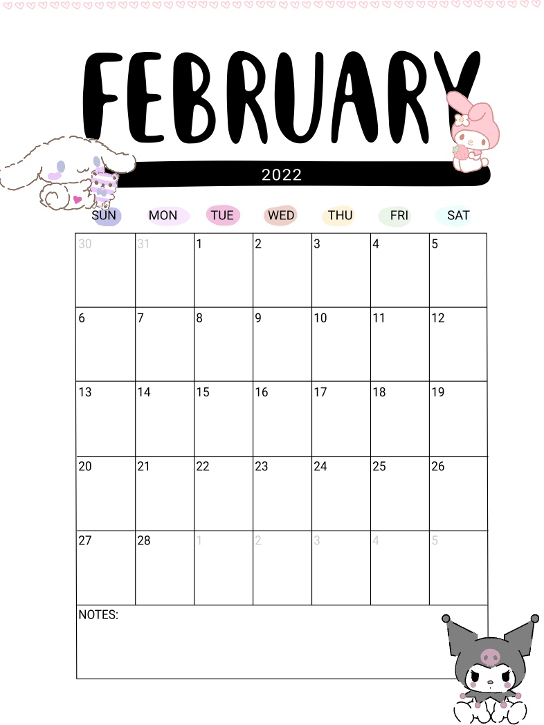 February Sanrio Calendar Notability Gallery