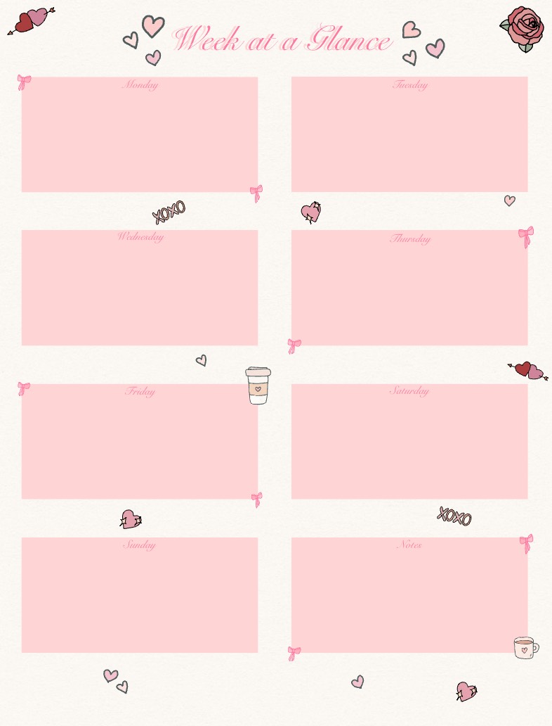 Week At A Glance Pink Theme - Notability Gallery