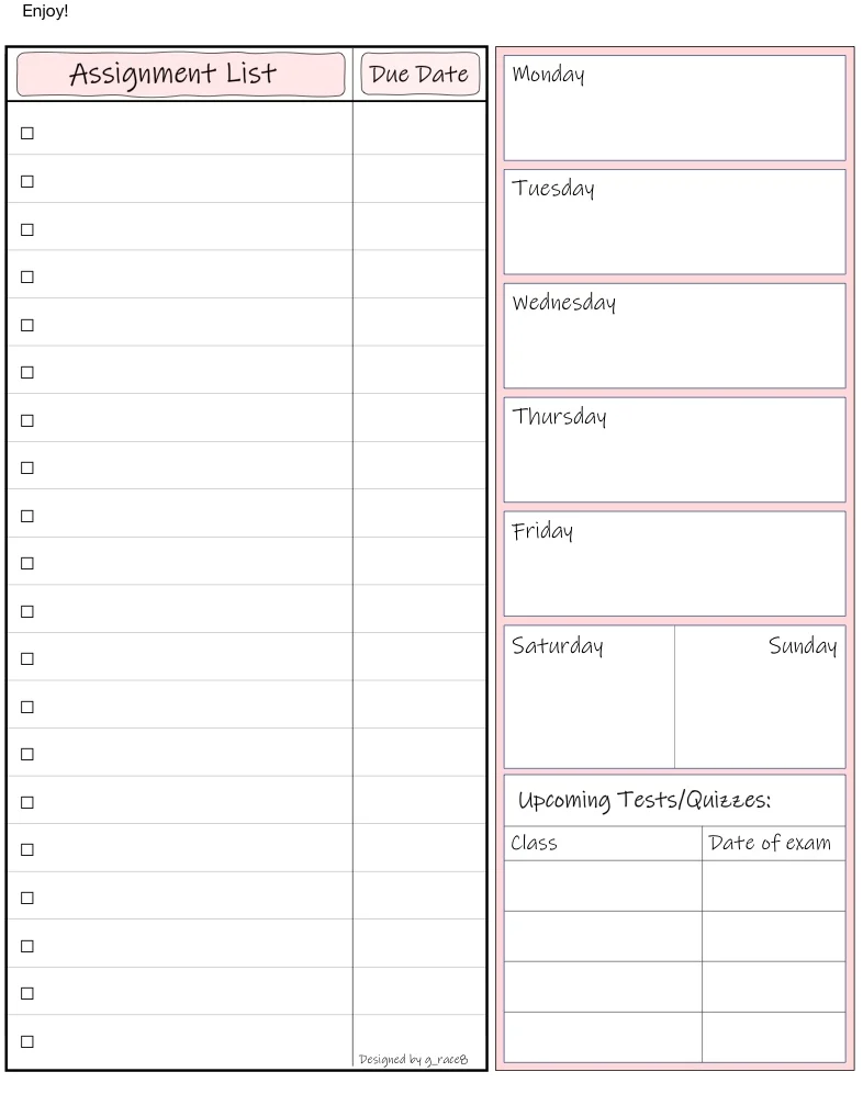 assignment tracker adhd