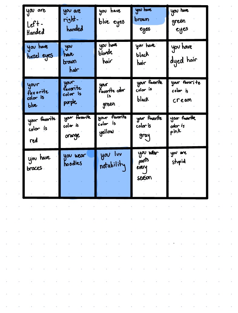 Uniqueness Bingo! (remix Of @color123456789) - Notability Gallery