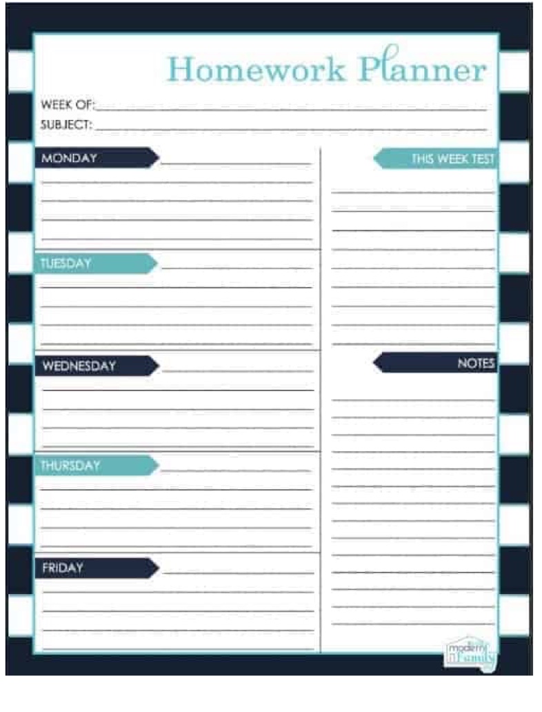 Free Printable: Homework Planner