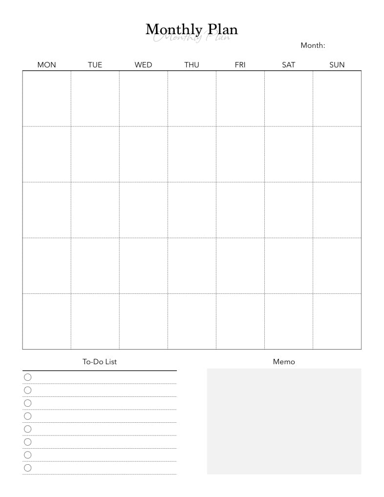 Monthly Plan Templates - Notability Gallery