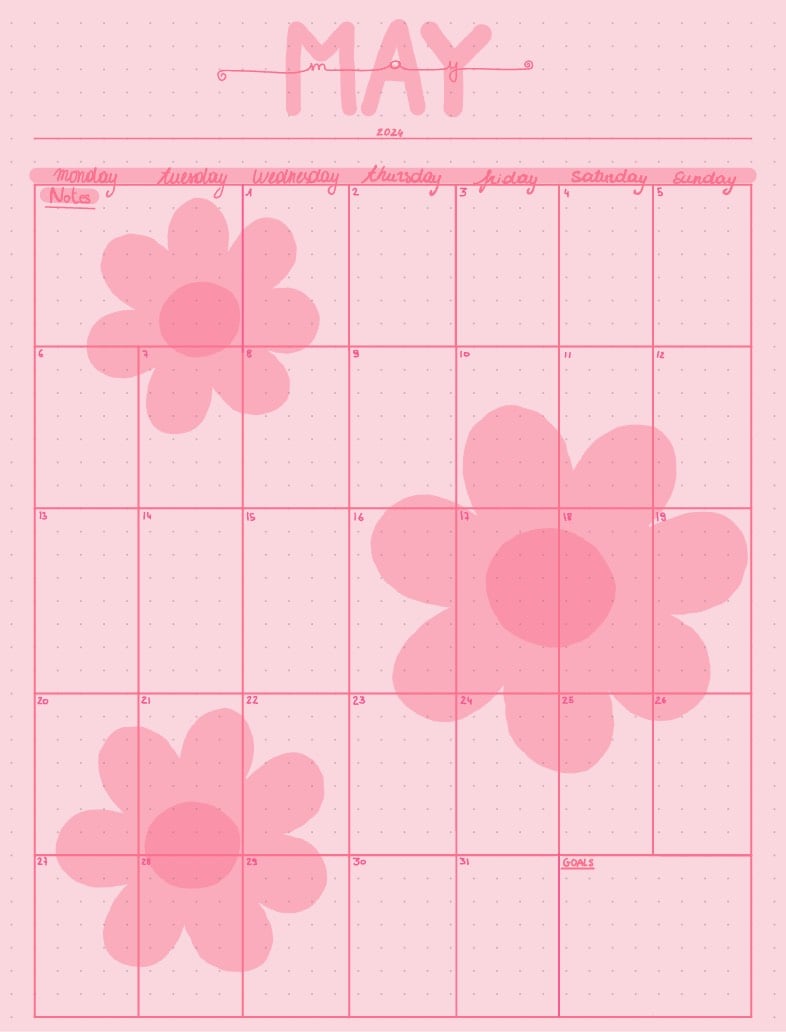 May Calendar 2025 Flower Notability Gallery