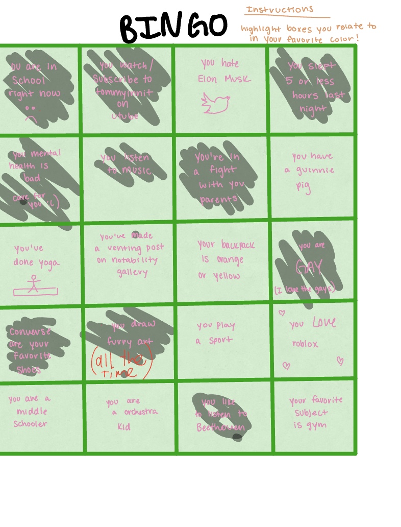 Bingo Board!! - Notability Gallery