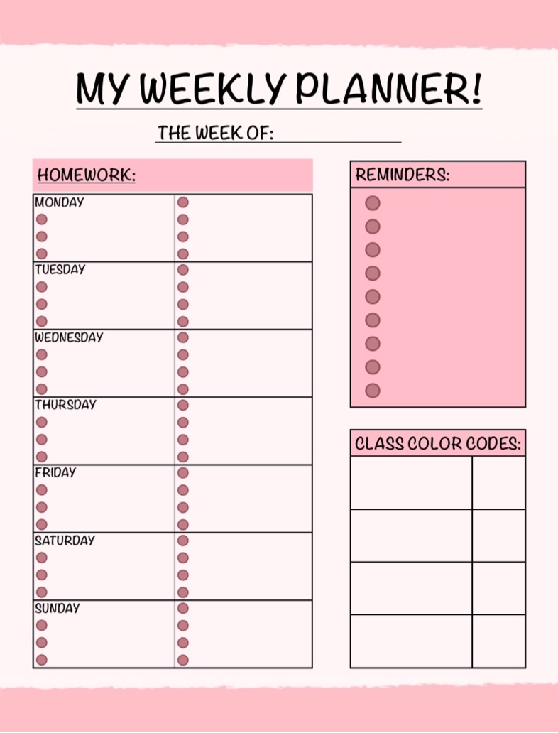 Pink Weekly Planner - Notability Gallery