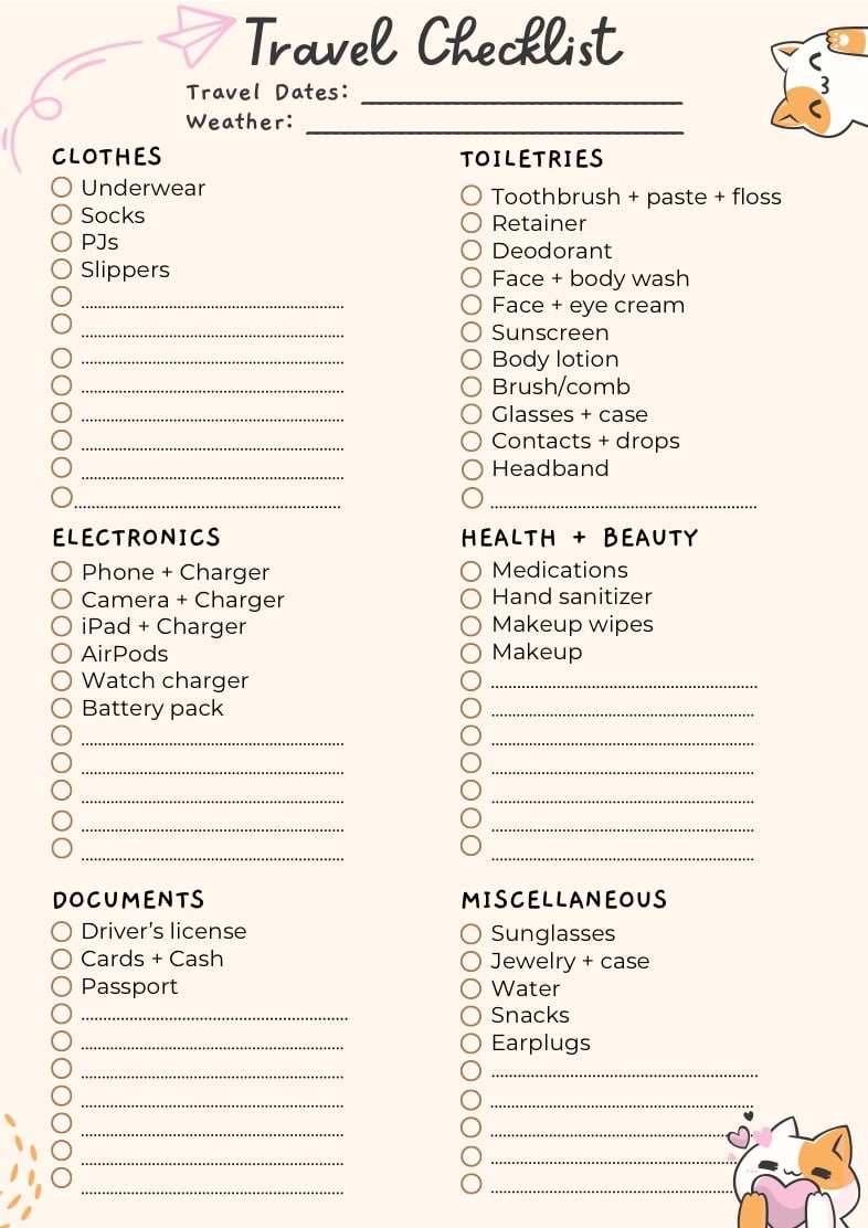 Travel Packing Checklist - Notability Gallery