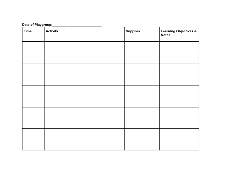Play Group Blank Lesson Plan - Notability Gallery