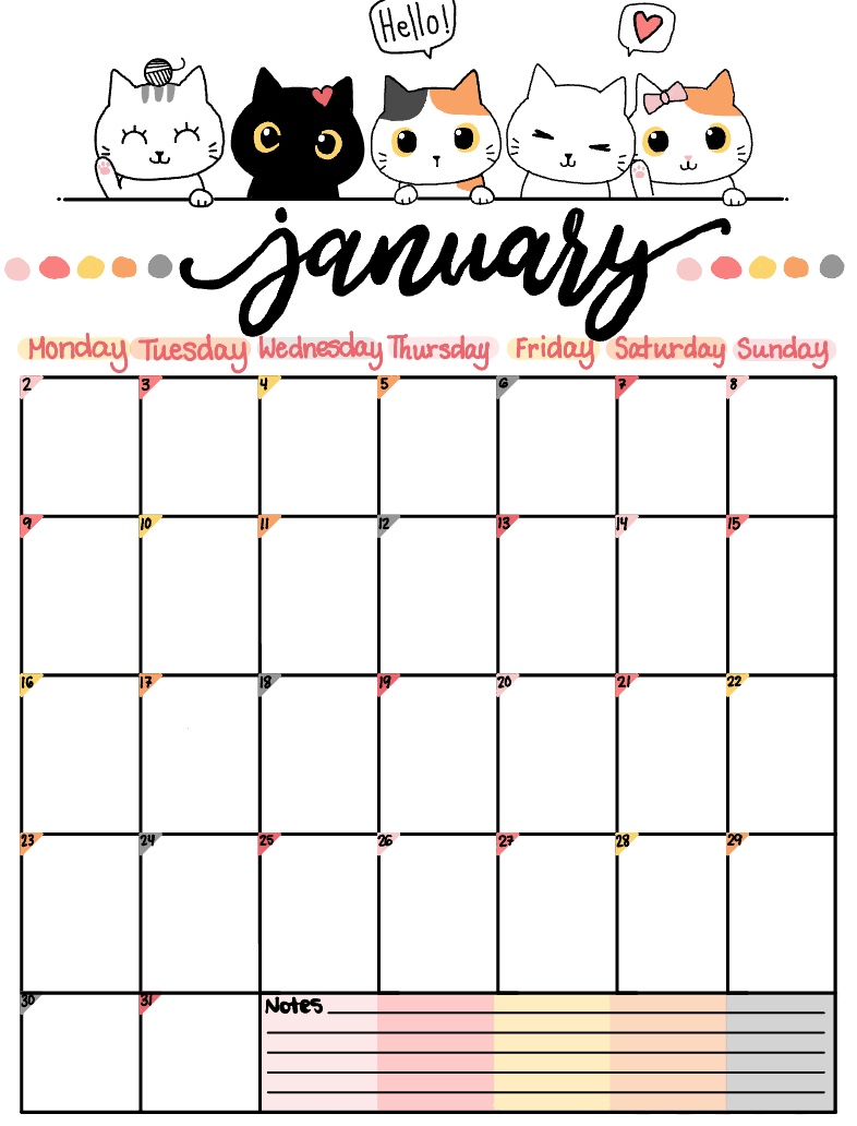 Cats January Calender - Notability Gallery