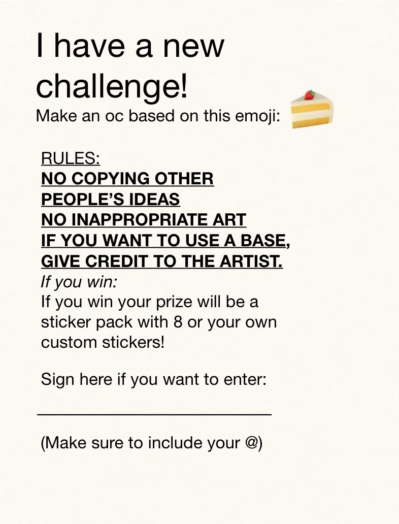 I also want to do an OC challenge! :(