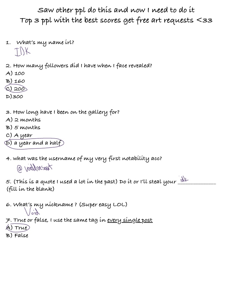 How Well Do Ya Know Me~? - Notability Gallery