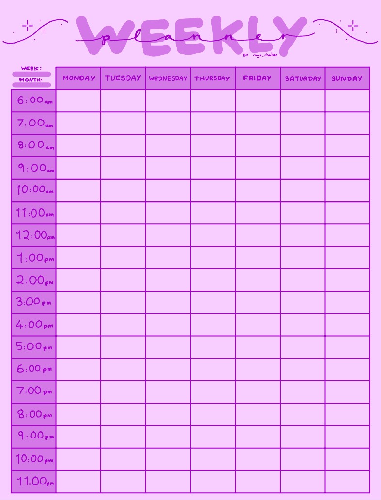 Cute Purple Hourly Planner - Notability Gallery