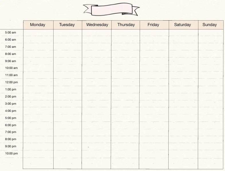 Hourly Weekly Planner 5am-12pm - Notability Gallery