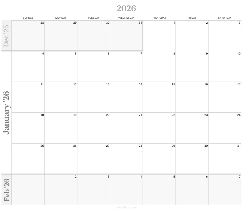 2026 Calendar - Minimalist - Notability Gallery