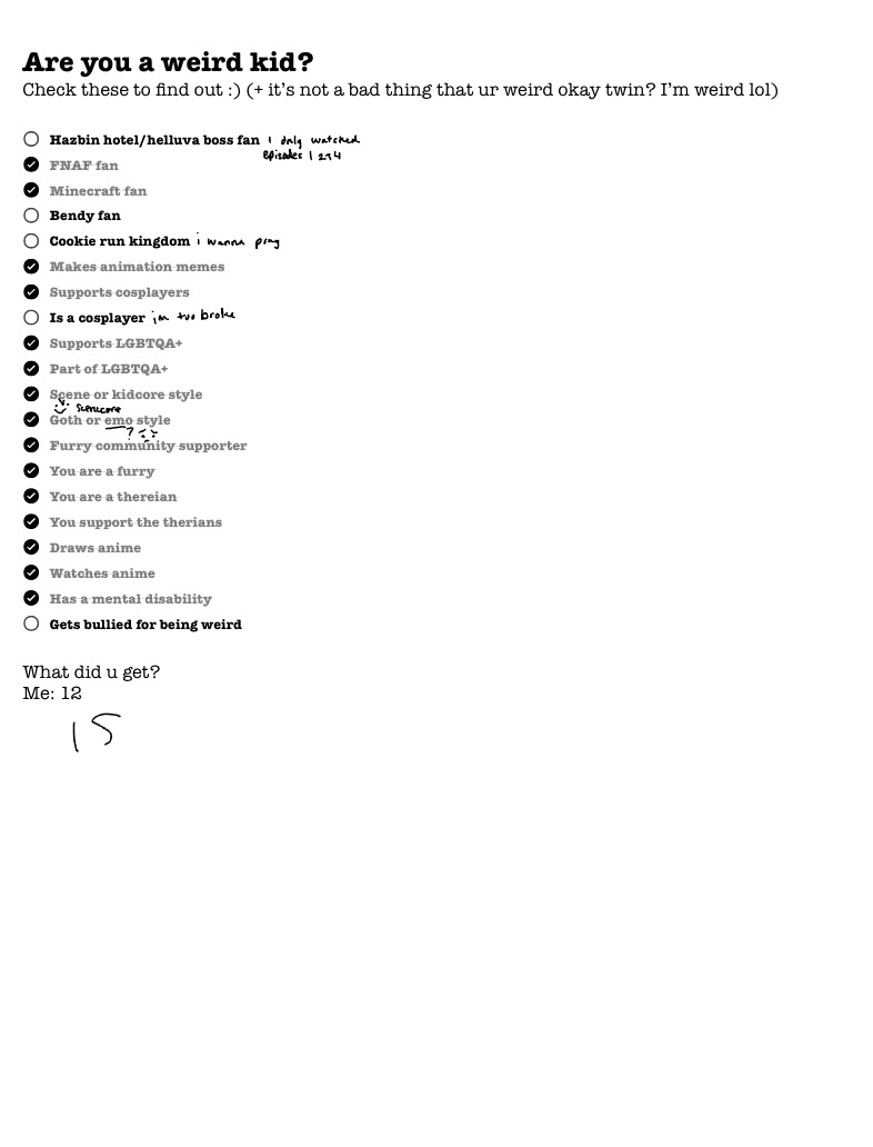 Weird Kid Quiz :’) - Notability Gallery