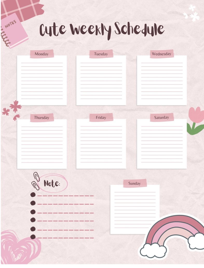 Cute Weekly Schedule 🥰🥰 - Notability Gallery