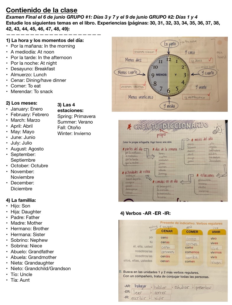 Contienido De La Clase: Spanish Exam Review - Notability Gallery
