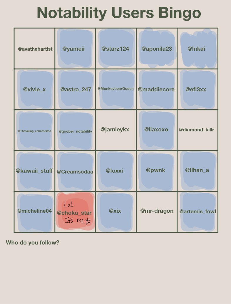 Nota User Bingo - Notability Gallery