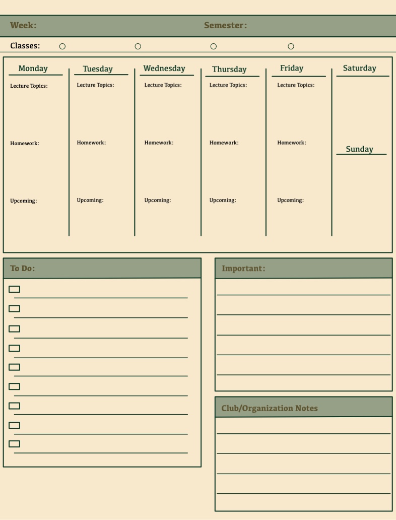 Weekly Student Planner - Notability Gallery