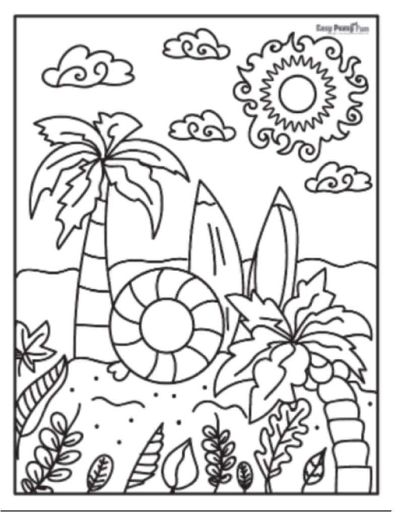 simple summer coloring pages