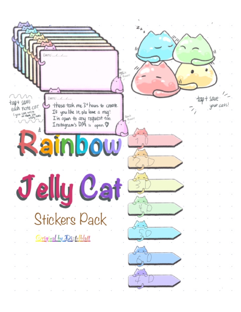 Rainbow Jelly Cat Sticker Pack ( Original) - Notability Gallery