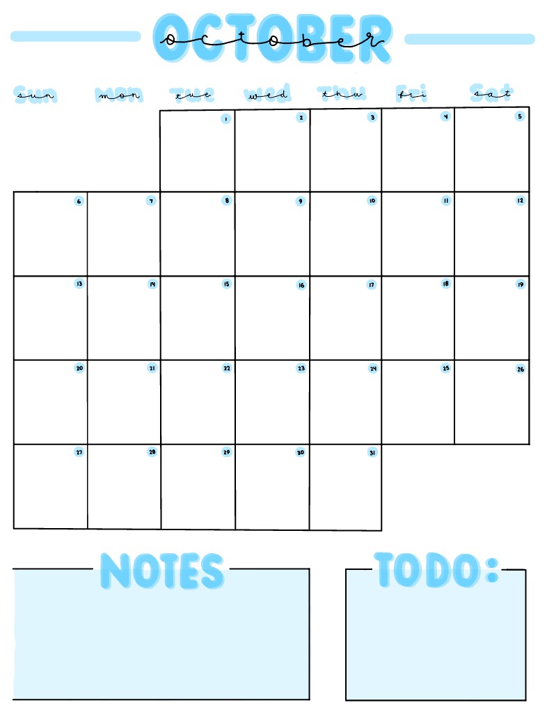 October Calendar - Notability Gallery