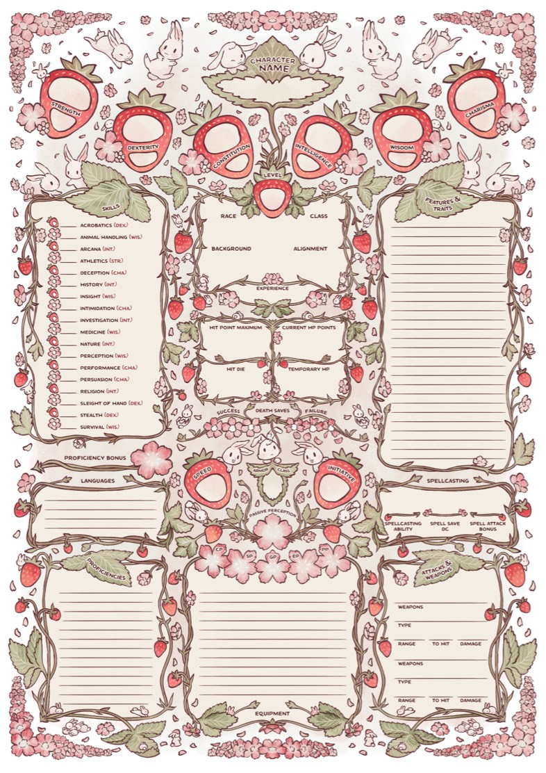 Liath's Strawberry Bunny Standalone Sheet W Lines - Notability Gallery