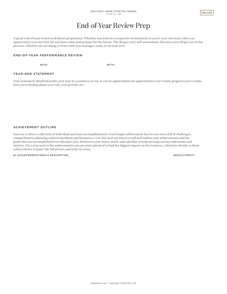End Of Year Review Prep Worksheet - Notability Gallery
