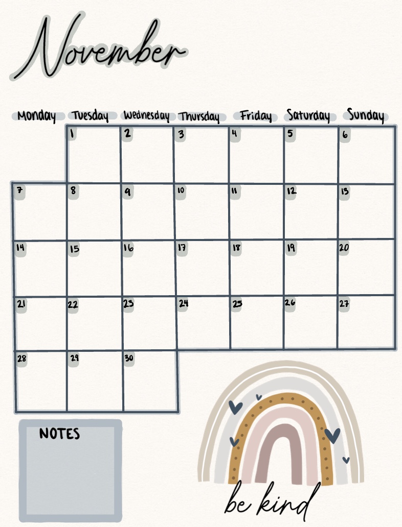 November Calendar - Notability Gallery