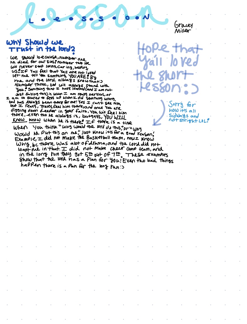 Short Lesson Bout The Lord :) - Notability Gallery