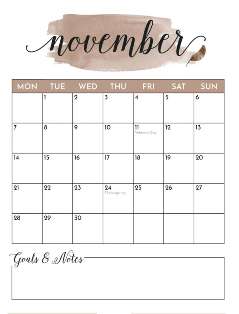 Aesthetic November Calendar With Notes And Stickers Notability Gallery