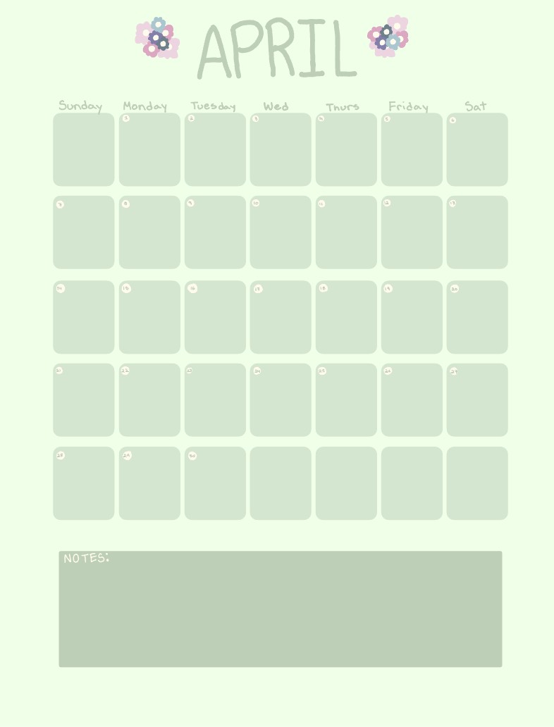 April Notes Calendar April Calendar - Notability Gallery