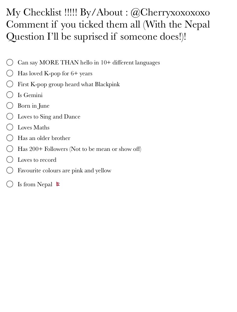 My Checklist !!!!!! - Notability Gallery