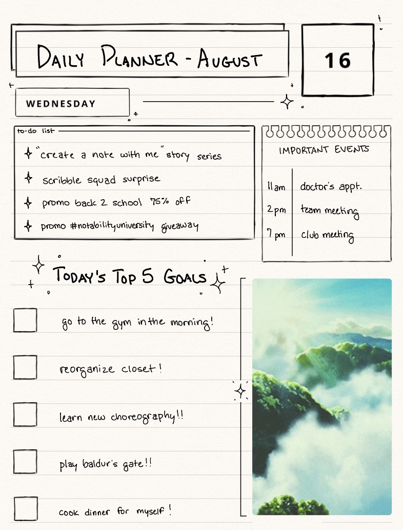 Daily Planner Template | Aug 15 2023 - Notability Gallery