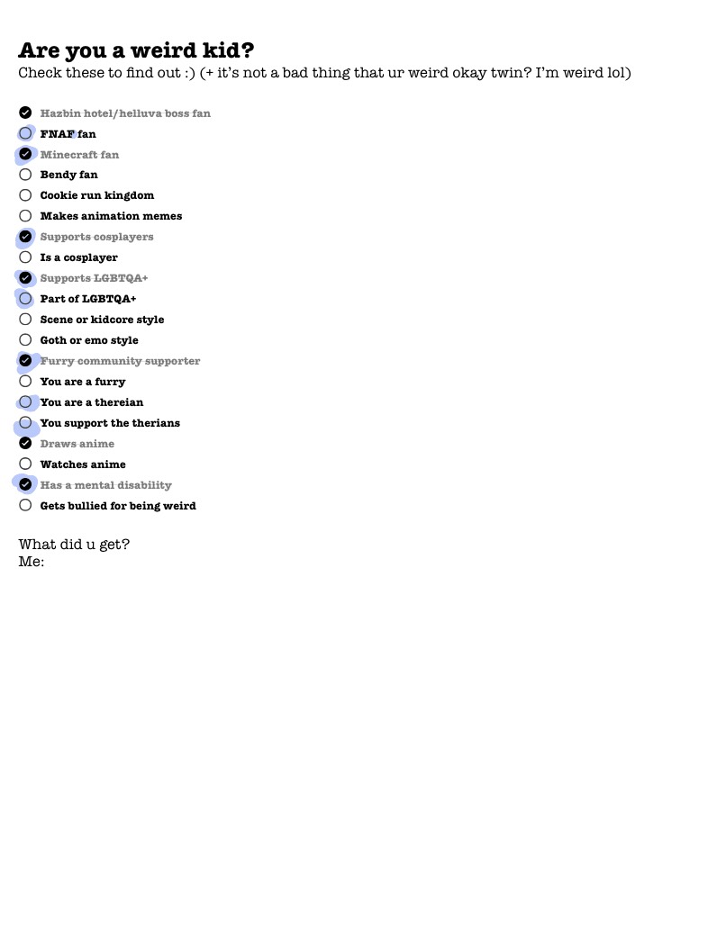 Weird Kid Quiz ;) - Notability Gallery