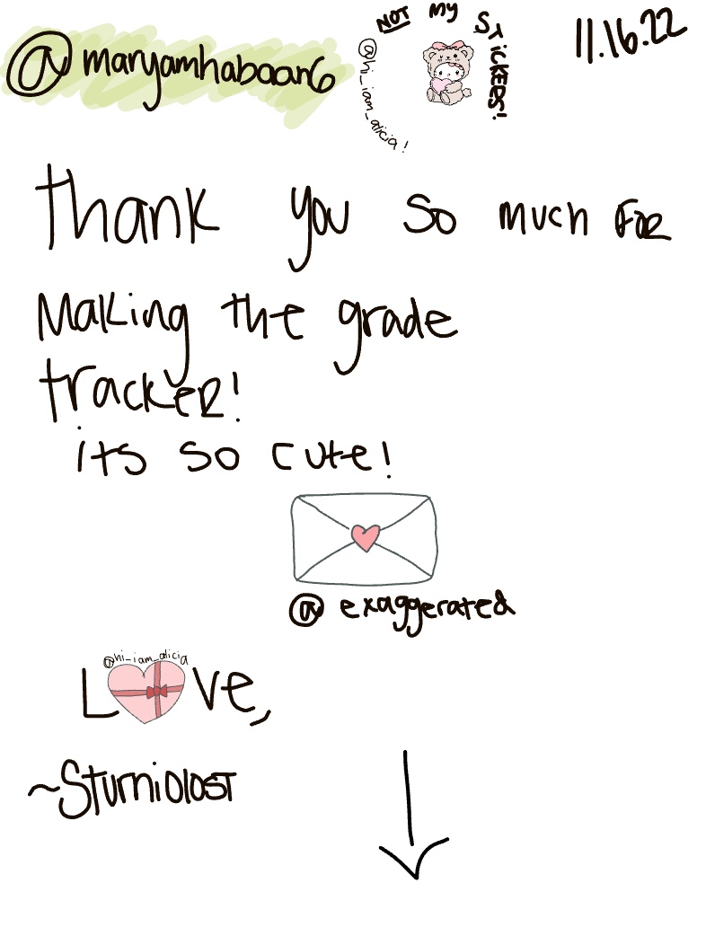 Tysm For The Grade Tracker @maryamhabaan6! - Notability Gallery
