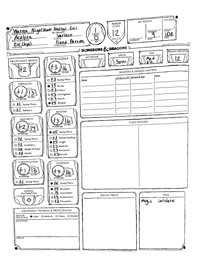 New DnD Character - Notability Gallery